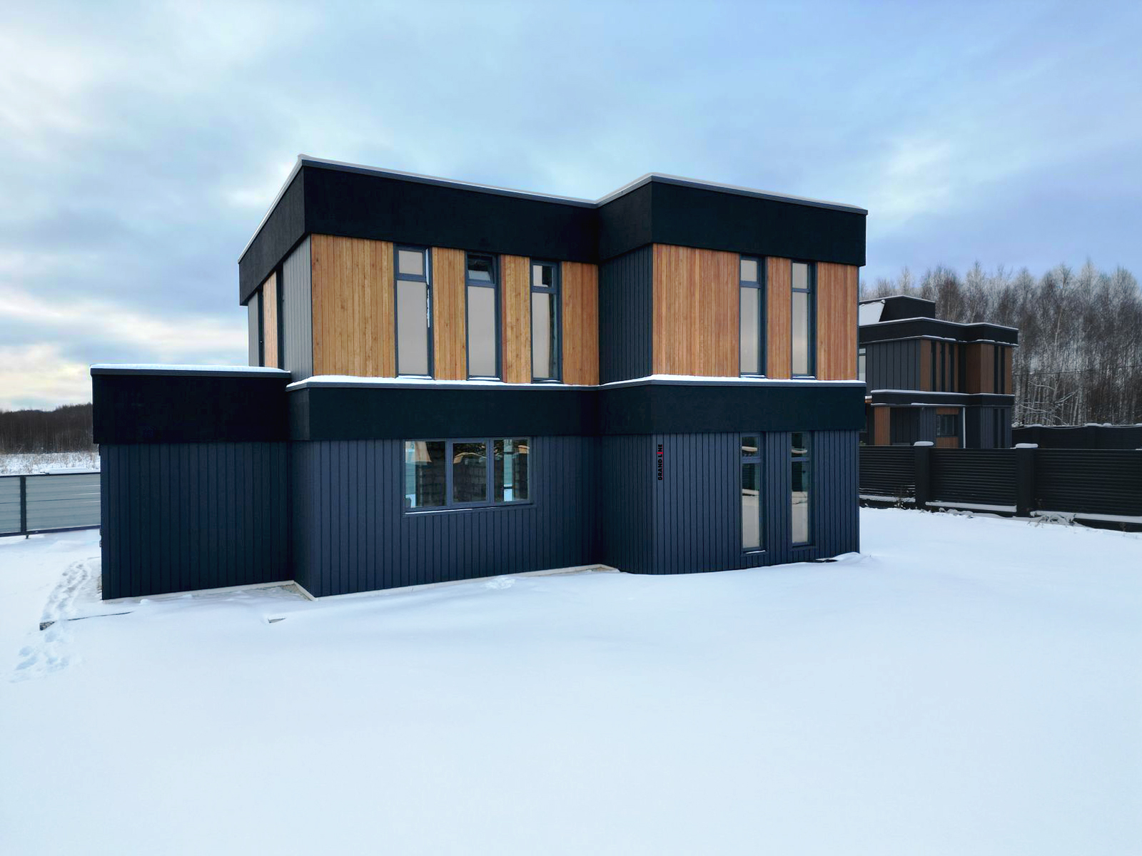 Квадро Брус в01 Grand Line 0,45 Drap ТР с пленкой RAL 7024 мокрый асфальт